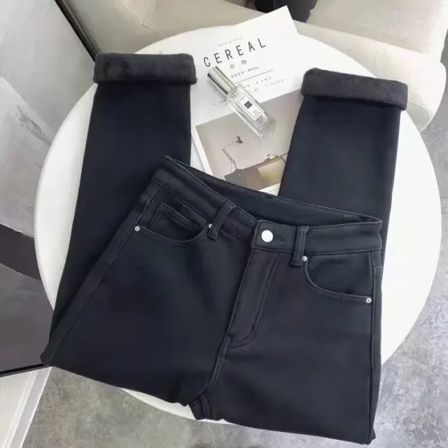 Loose High Waist Winter New Thickened Outerwear Pants Black Plus Velvet Fleece Lined - Shop at LoveMi