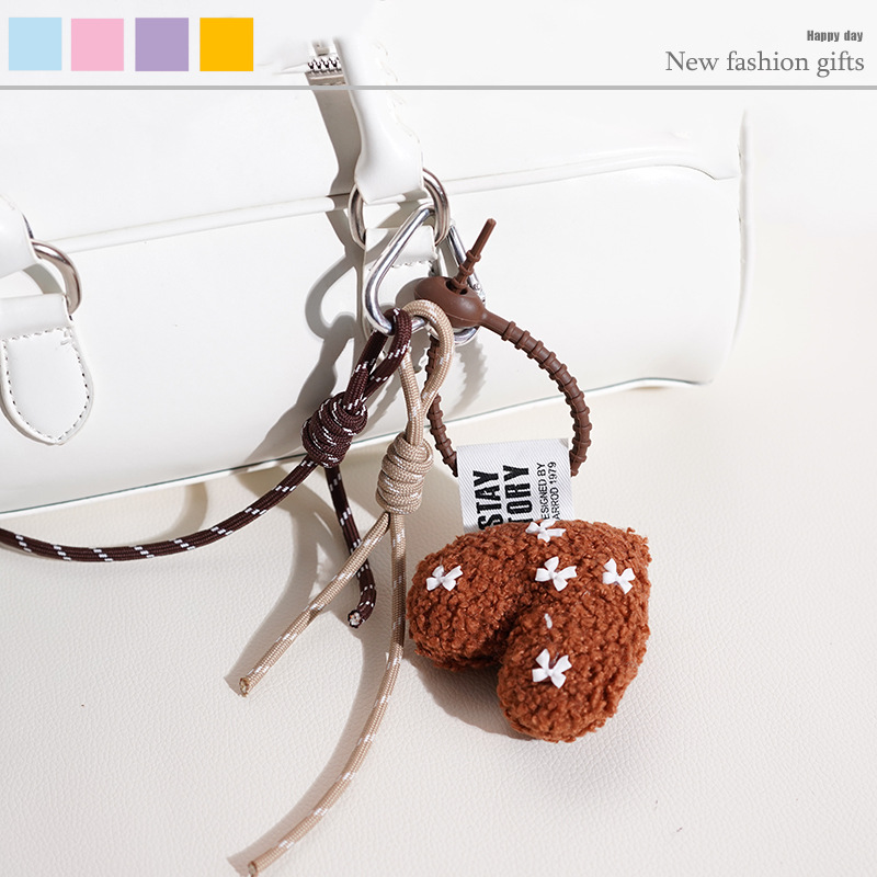 Lamb Hair Love Bowknot Bag Package Pendant Plush Lanyard