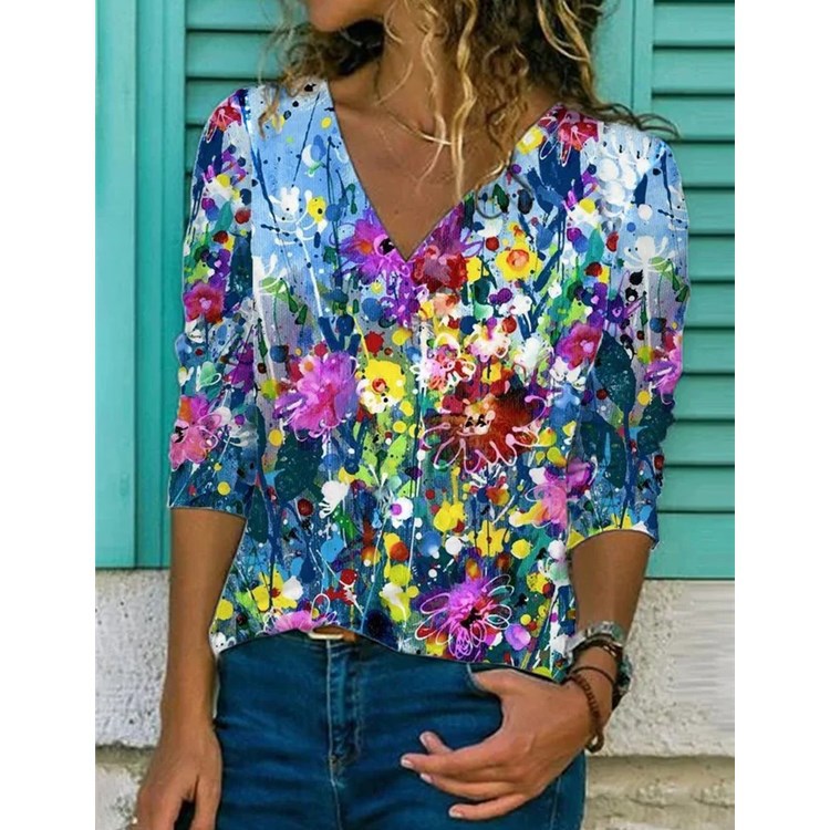 Street Popular Autumn And Winter New Women's Tops Printed Long Sleeve Element 7 2Xl - Shop at LoveMi