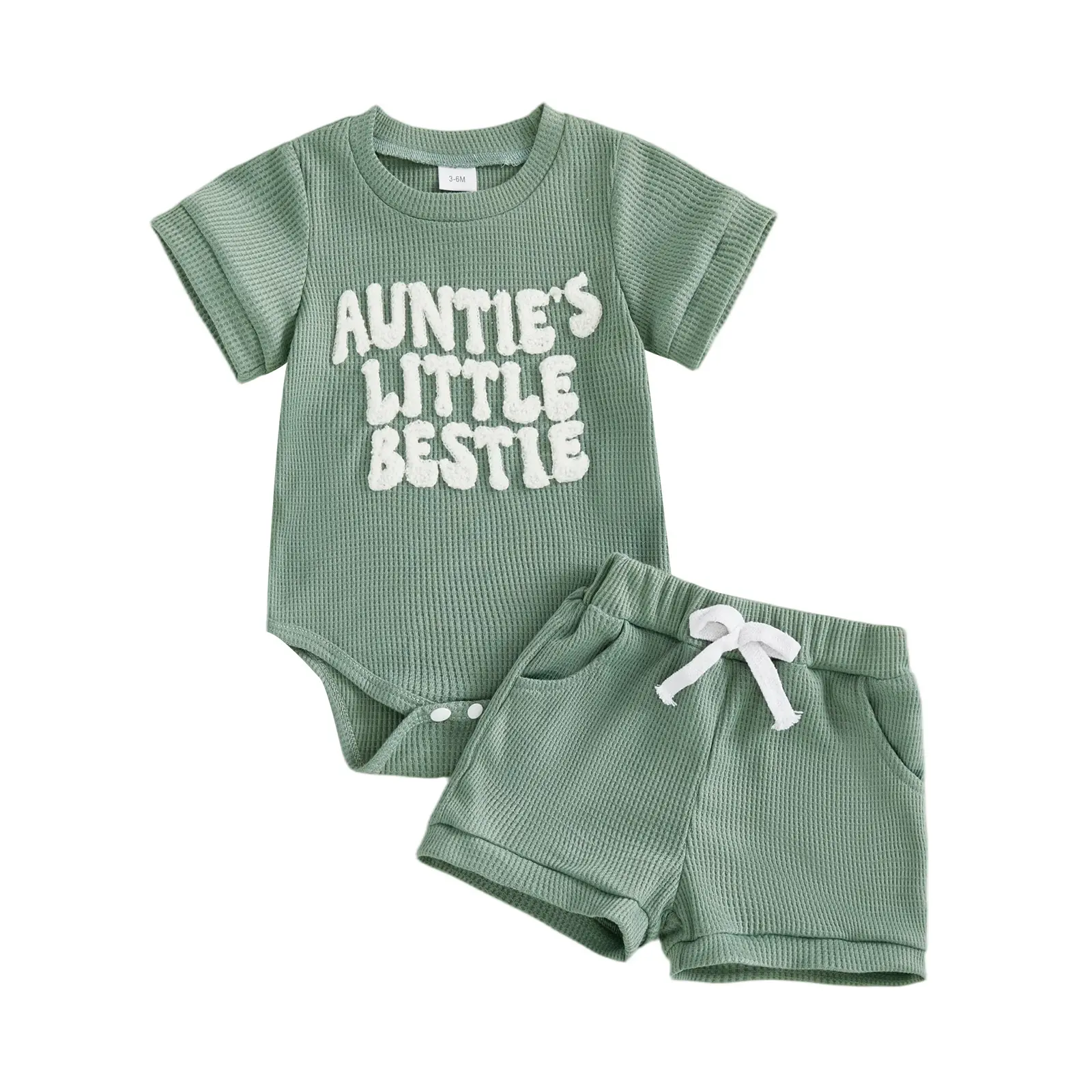 Baby Boy Romper Waffle-Weave Towel Embroidered Letter