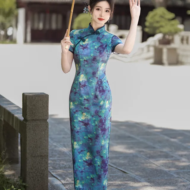 Womens New Chinese style Cheongsam Maxi Dress Cq152 February Haze Xl - Shop at LoveMi