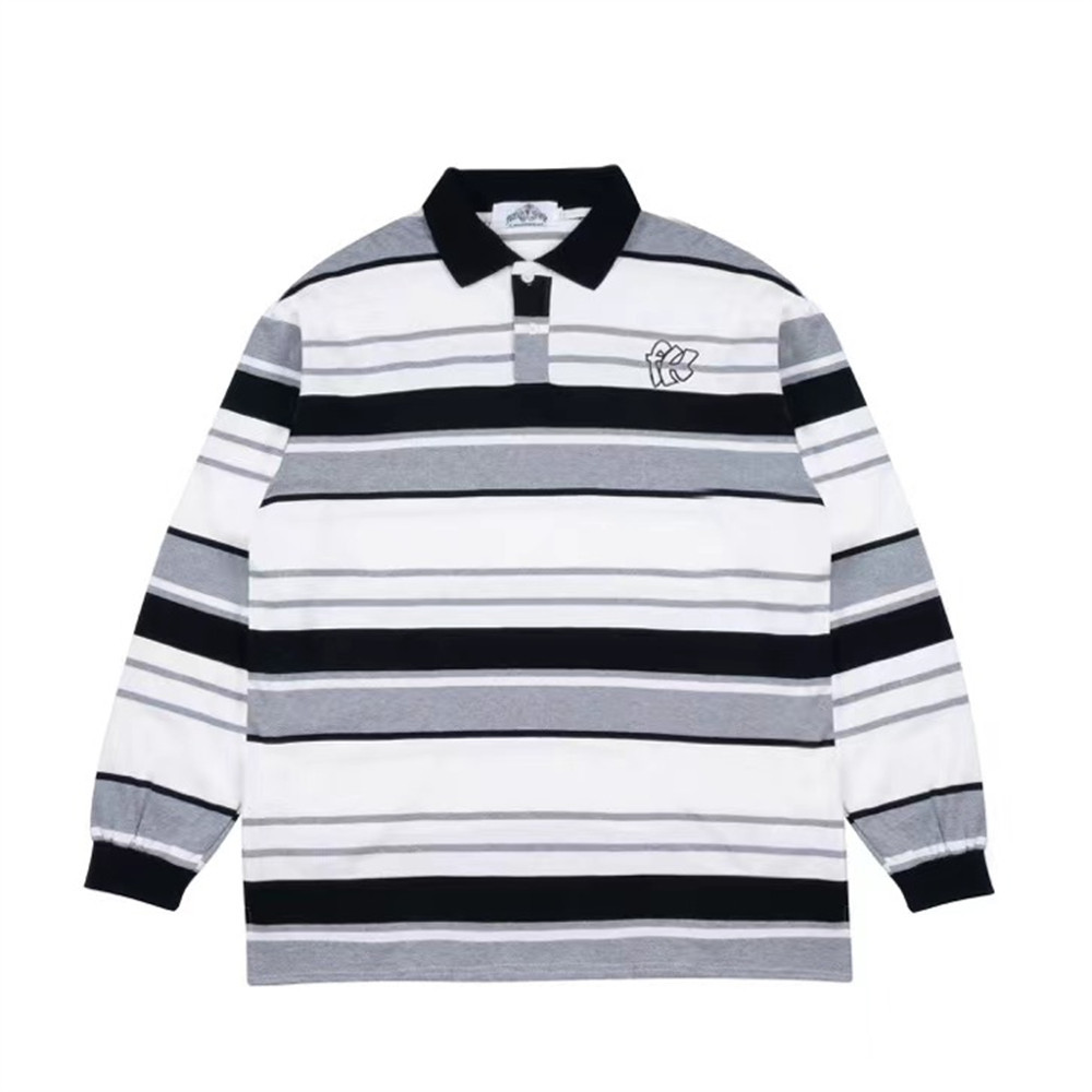 European And American Style Striped Men's Polo Shirt Long Sleeve