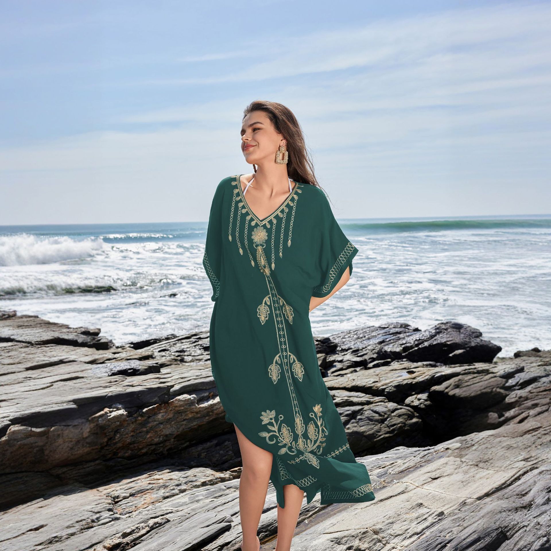 European And American New Style Casual Vacation Dress For Women Dark Green - Shop at LoveMi