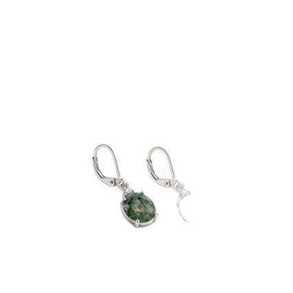 Womens Aquatic Plant Agate Egg-Shaped Oval Earrings