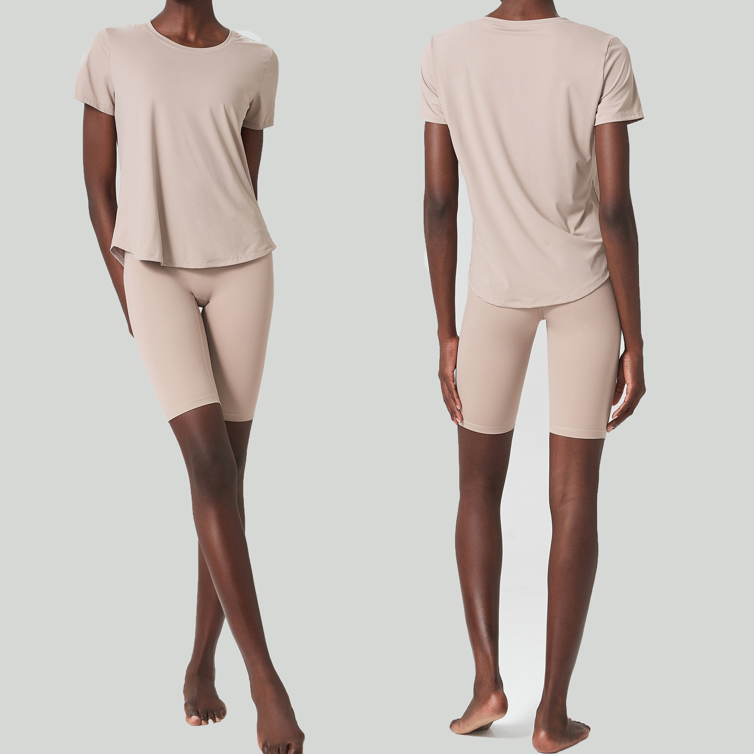 Sports Fitness Loose Short Sleeve Yoga Suit Suit Milk Oats - Shop at LoveMi