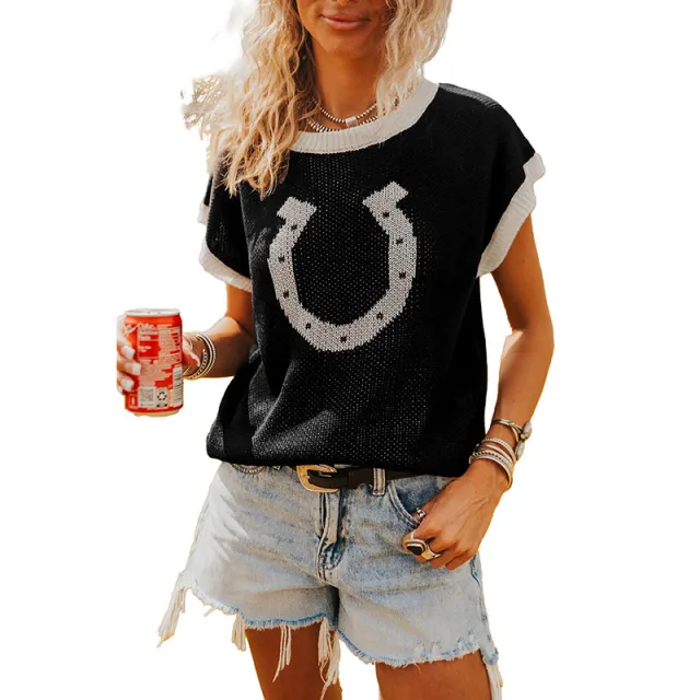 Womens Crew neck Knitted Short sleeve Pullover Top Lc2727533P2 M - Shop at LoveMi