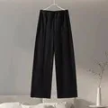 Fashion Long Sleeve O neck Pleated Top Wide Leg Pants Women's Suit Black Pants - Shop at LoveMi