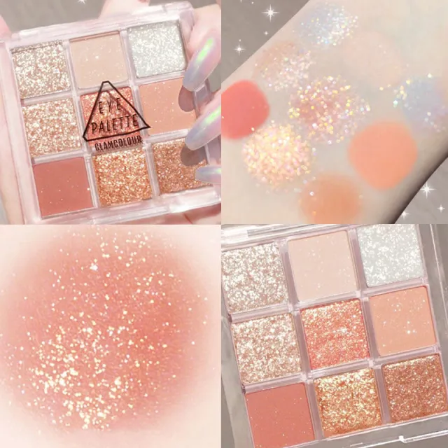 9 Colors Eye Shadow Plate Ins Super Hot Shimmer Matte 01 Flash Kumquat - Shop at LoveMi