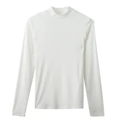 Patchwork Half-high Collar Long Sleeves T-shirt Women's Bottoming Shirt - White - View 1