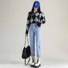 High Waist Thickened Fleece Padded Jeans Women Straight - 655 Light Color-L - View 1