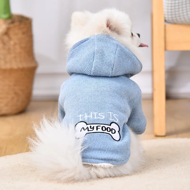 Pet Hoodie with 'This Is My Food' Bone Graphic for Dogs and Cats