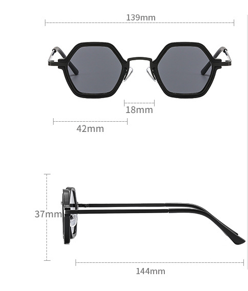 Punk Hip Hop New Sunglasses Personalized Small Frame Multi-Edge - Image 13