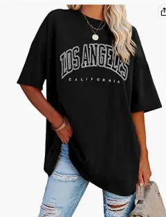 Women's Oversized Half Sleeve Summer Loose Casual T-shirt - Black - View 1
