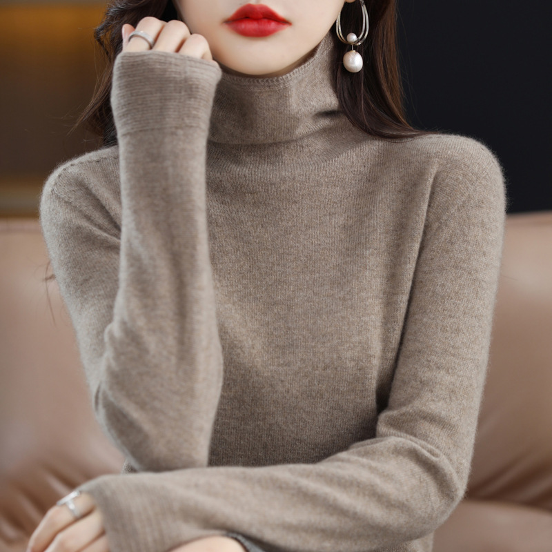 Women's Pile Collar Pullover Long sleeved Sweater Purple Cashmere - Shop at LoveMi