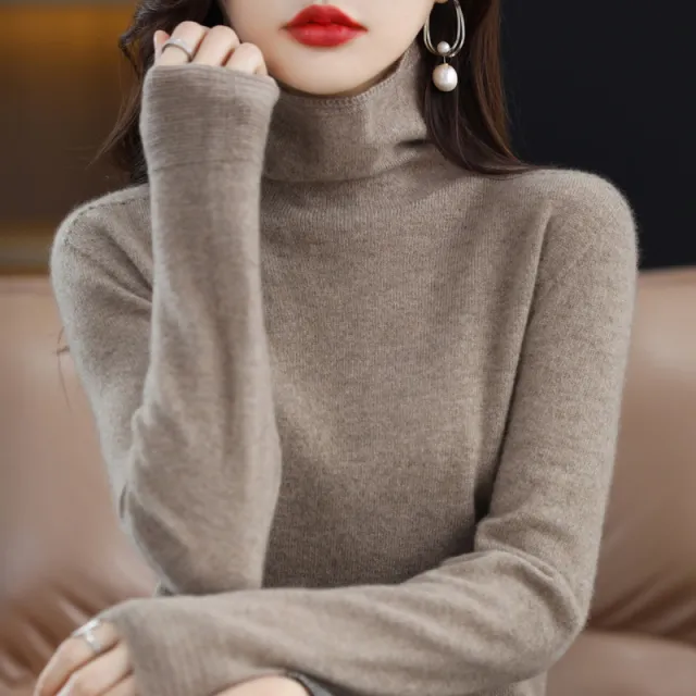 Women's Pile Collar Pullover Long sleeved Sweater Purple Cashmere - Shop at LoveMi