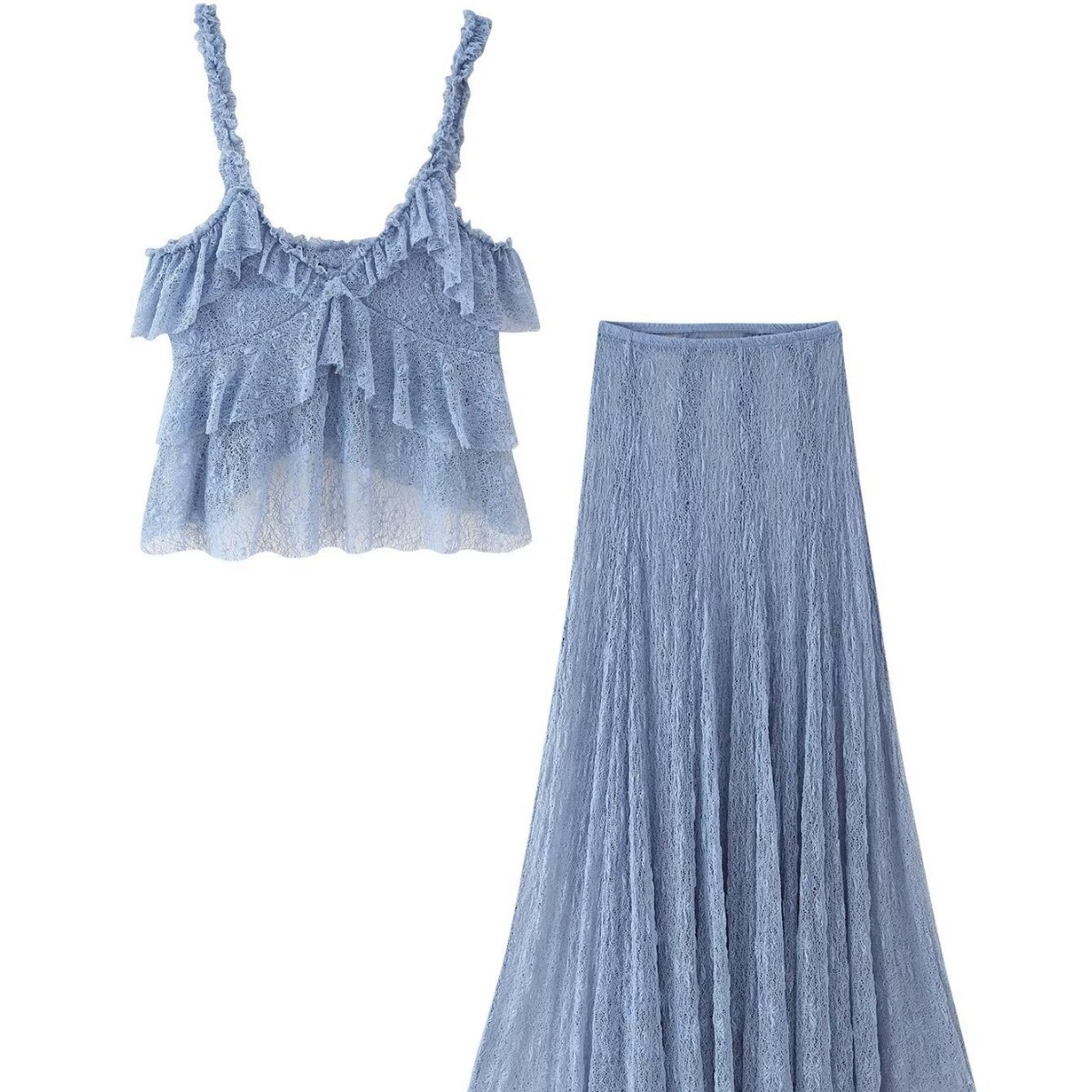 European And American Style Women's V-neck Camisole Top High Waist Skirt