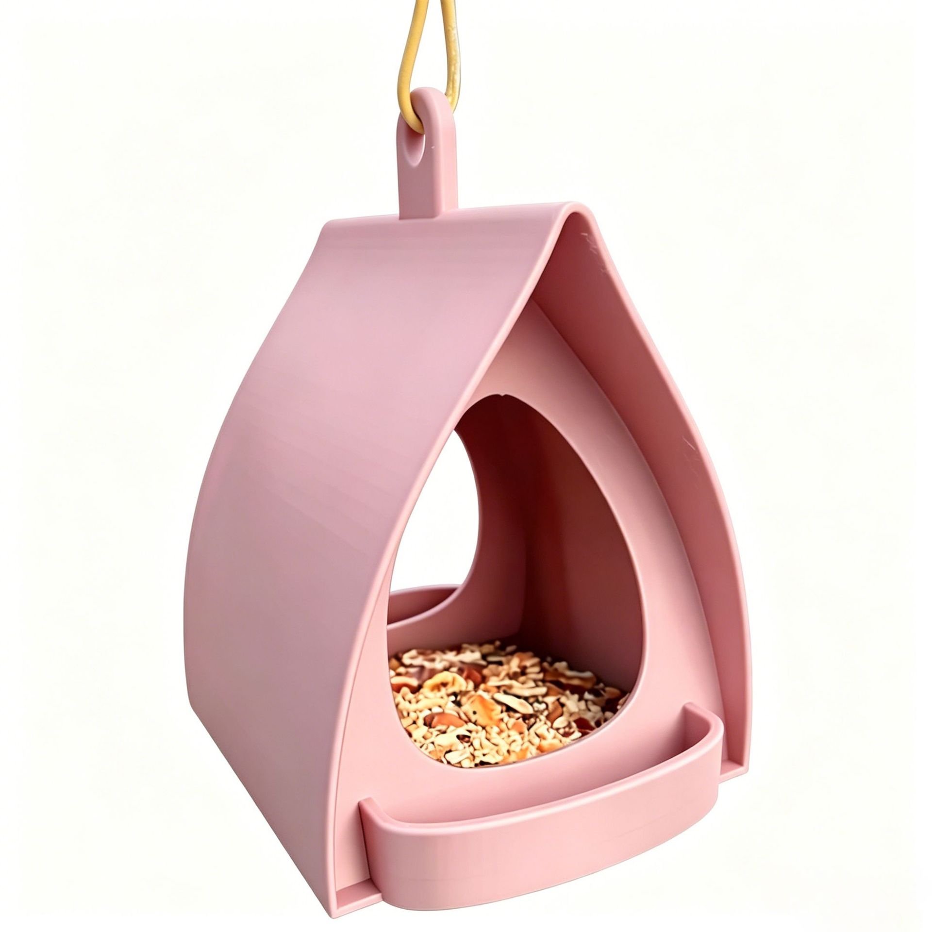 Cross-border New Arrival Plastic Hanging Bird Feeder Durable Outdoor Hanging Bird Feeder 1pc Pink