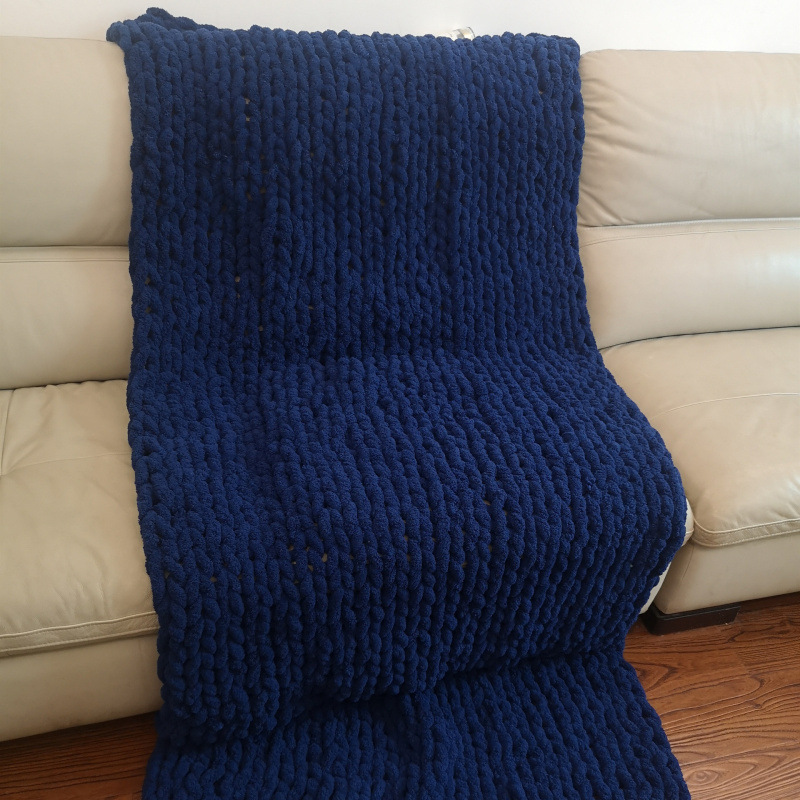 Chenille Knitted Handmade Throw Blanket