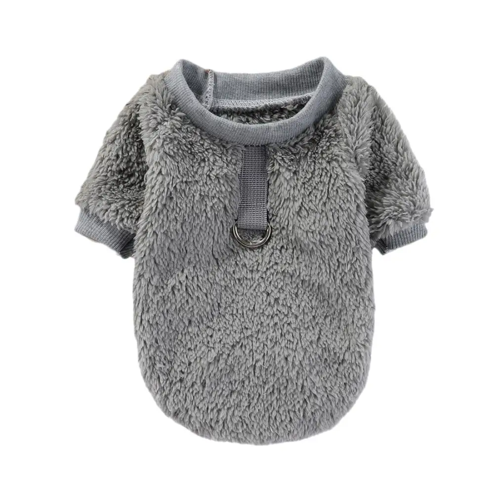 Warm Fleece Dog Sweater with D-Ring for Leash Attachment