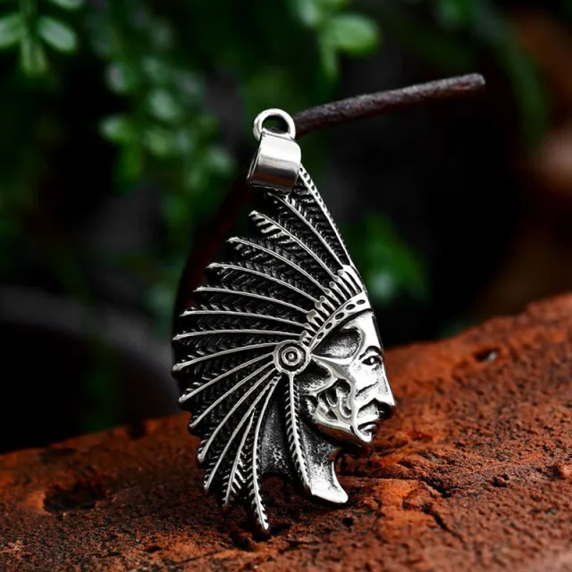 Cast Titanium Steel Indian Pendant Stainless Steel Vintage Punk Style Single Pendant - Shop at LoveMi