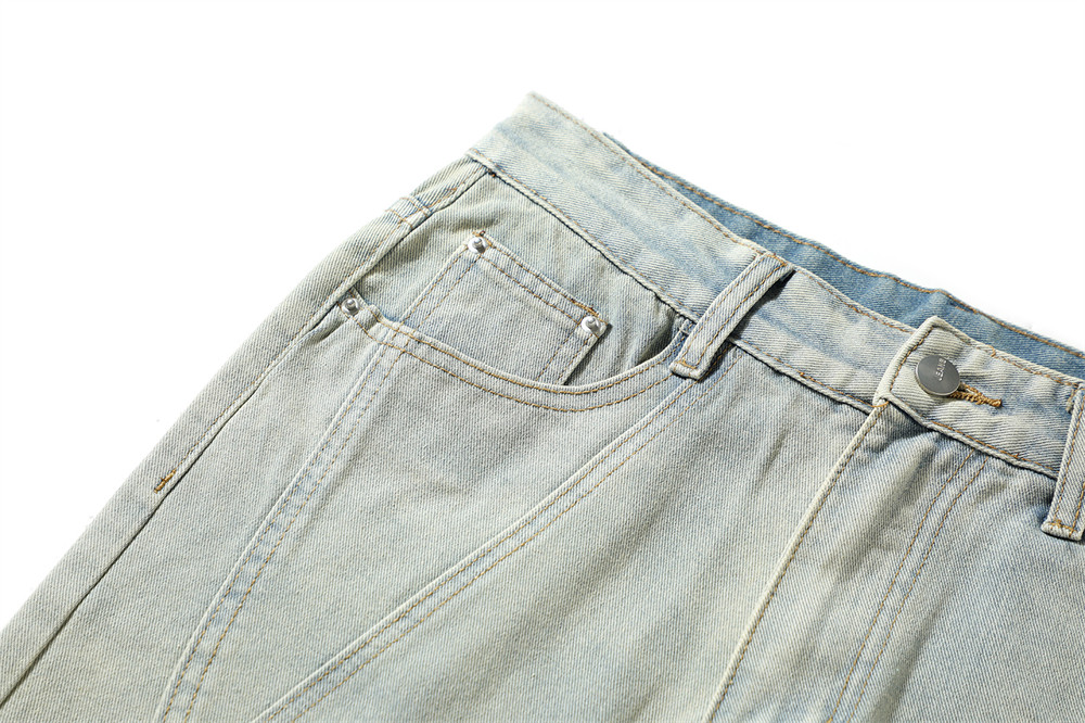 Washed Bright White Straight Jeans For Men