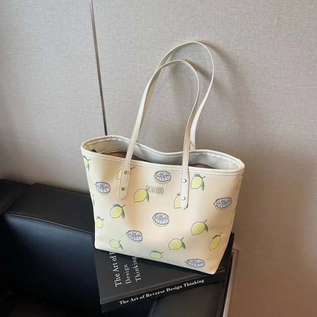 New Cherry Print Shoulder Crossbody Large Capacity Bag Yellow - Shop at LoveMi