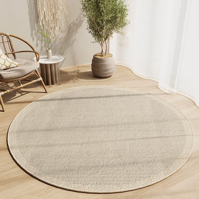 Simple Round Carpet Study Swivel Chair Absorbent Wear-resistant Skid Resistance Blanket - Long Horizontal Light Pattern