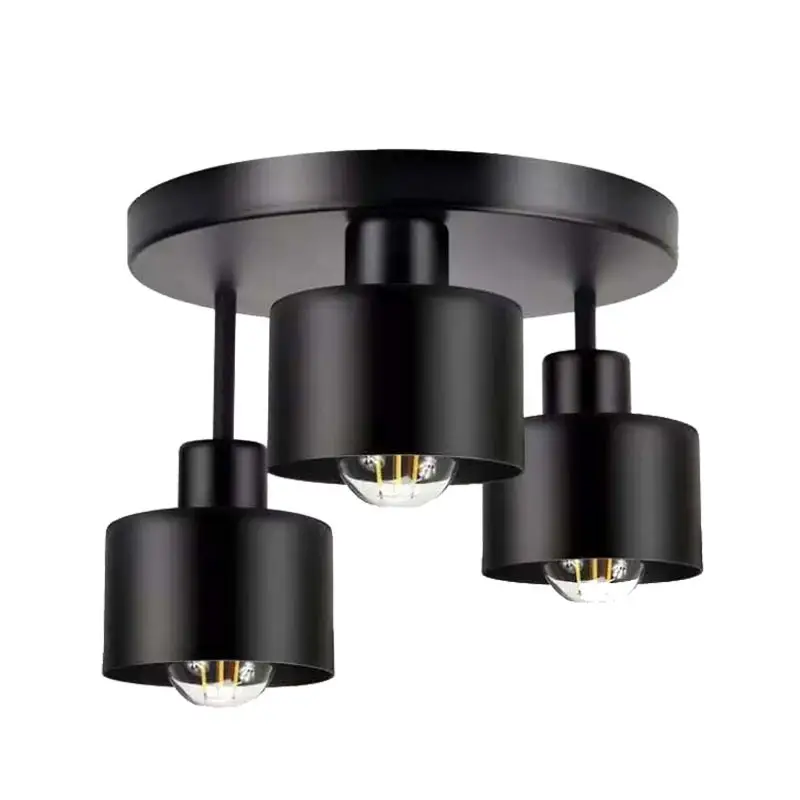 Wrought Iron Ceiling Light Black Ribbon Lampshade
