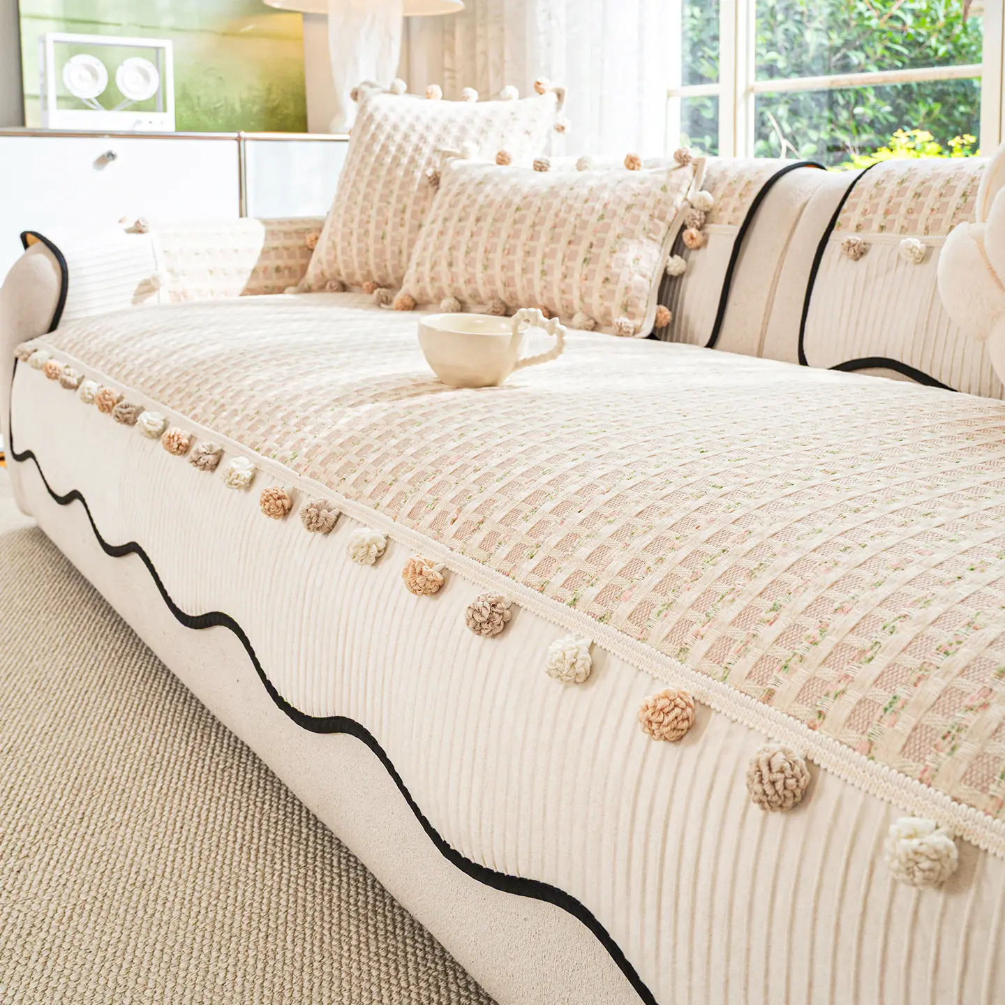 Buttercream-style Sofa Cushion Shaped Fixed And Non-slip