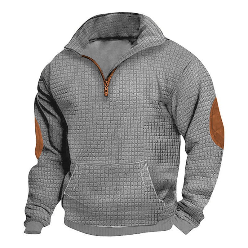 Mens Plaid Zippered Cardigan Casual Sweatshirt — photo 1