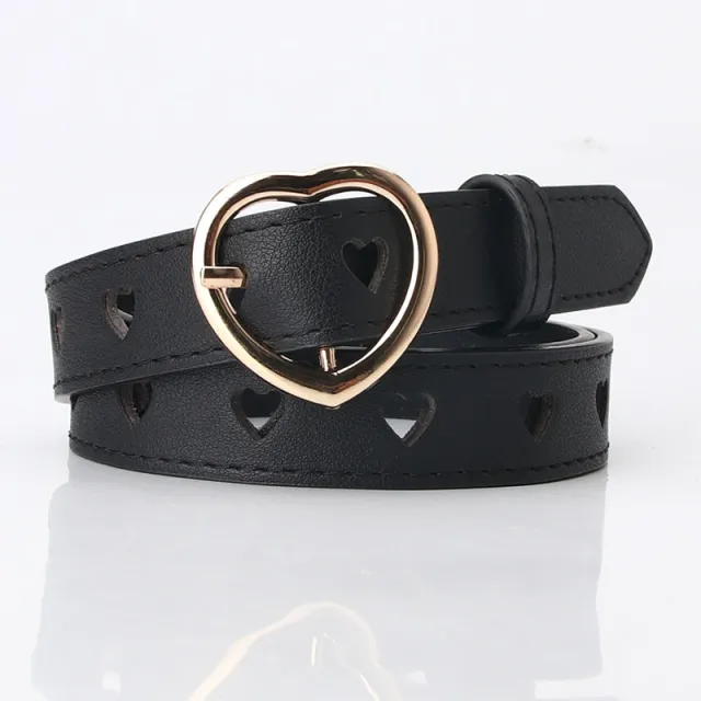 All match Punch free Hollowed Heart Shape Belt Ladies Black - Shop at LoveMi