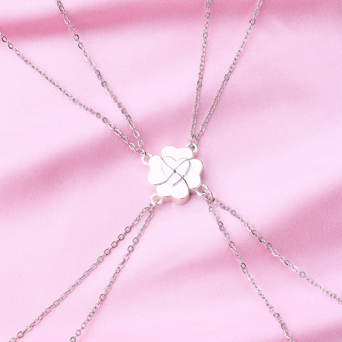 Matte Silver Clover Necklace