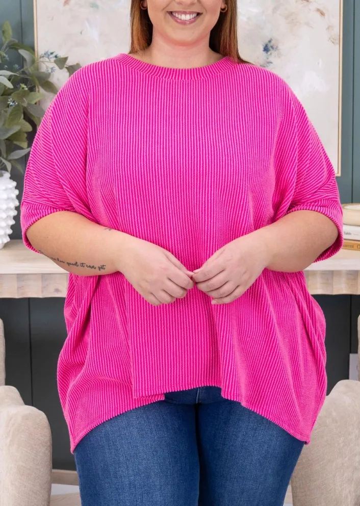 Women's Plus Size Casual Baggy Fashion Top - Rose