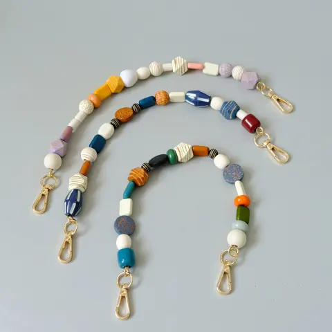 Fashionable Colorful Retro Handmade Wooden Chain Short Handbag Carrying