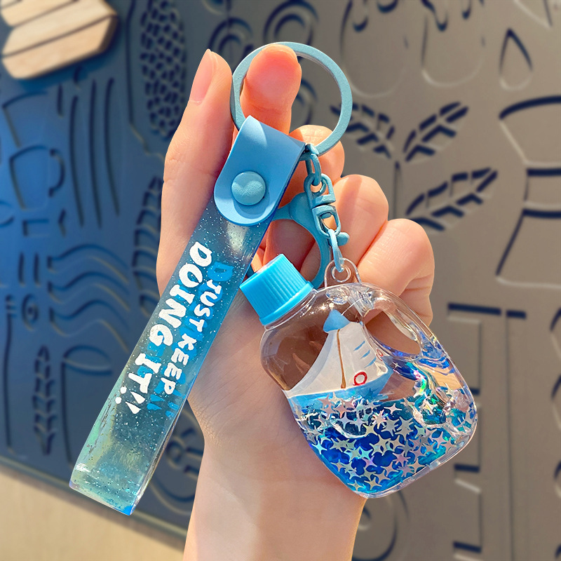 Acrylic Sailboat Oil Quicksand Car Keychain Pendant - Image 6