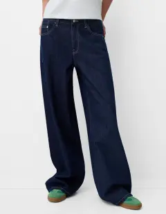 Early Autumn Mid Waist All-matching Straight Pants - Blue - View 1