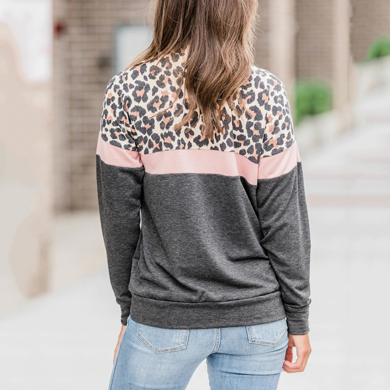 Title 12, Round neck casual leopard print stitching women...