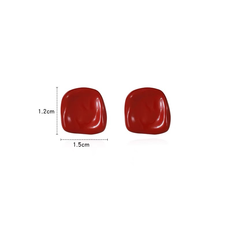 Super White Ankela Red Geometric Stud Earrings For Women
