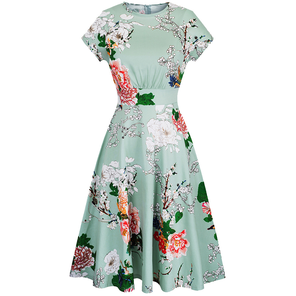 Printed A-Line Midi Dress