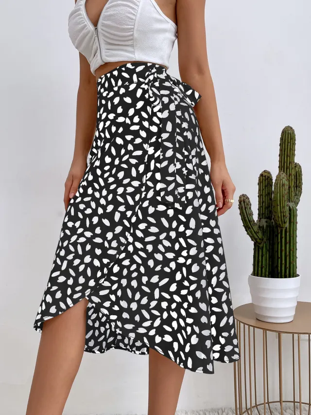 Elegant Polka Dot Print Ladies' Dress Black And White - Shop at LoveMi