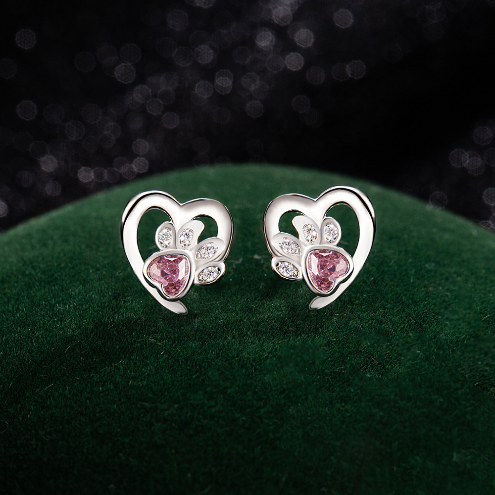 Cute Puppy Heart-Print Stud Earrings For Women