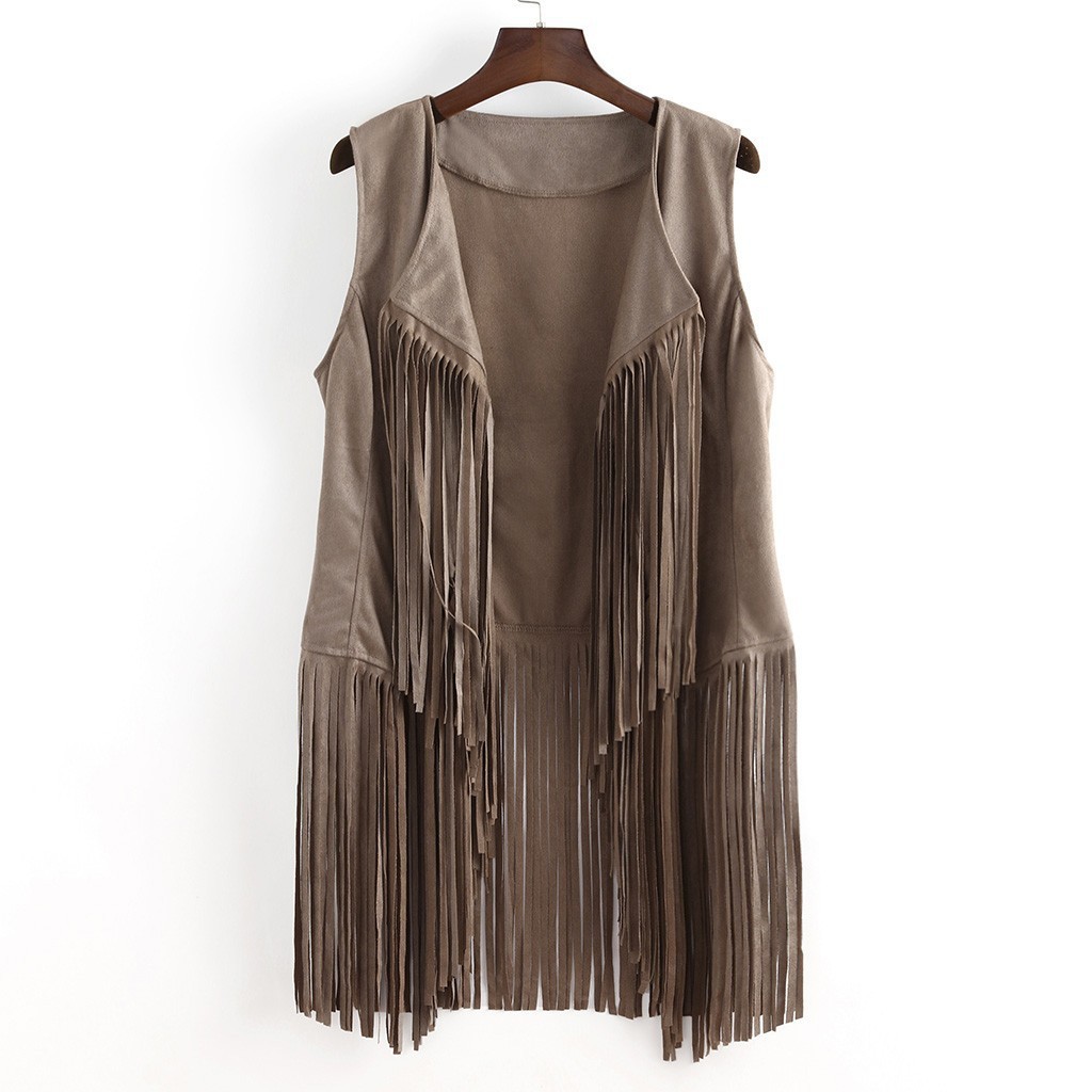 Title 20, Fashion Thin Tassel Sleeveless Vest for Women. ...