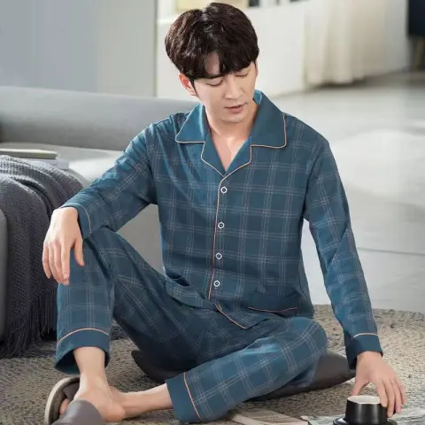 Spring and Autumn Loose Men's Pajamas Suit