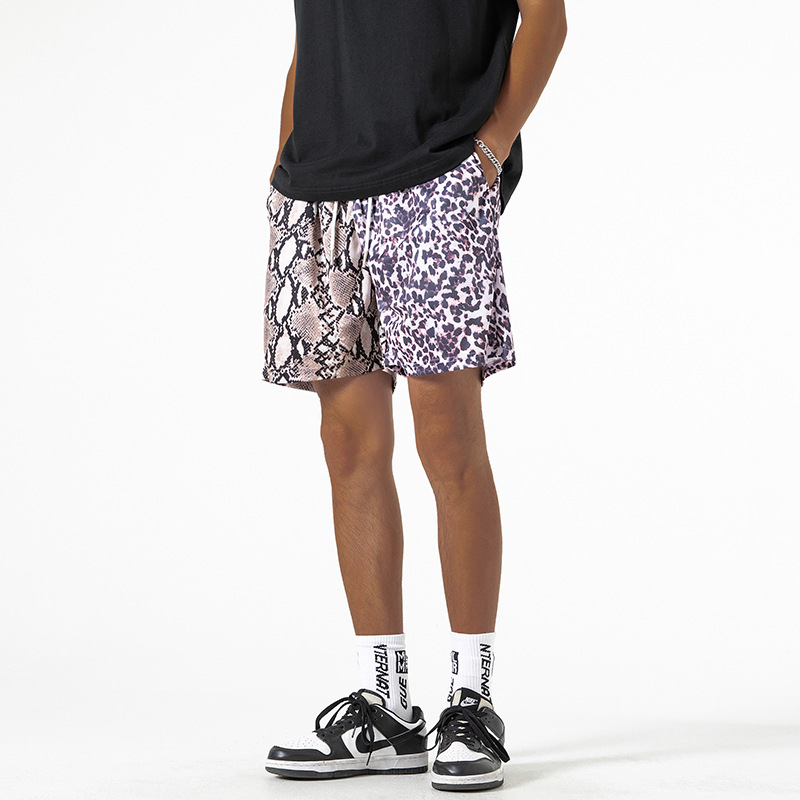 Snake Leopard Print Basketball Shorts Men's Casual Pants
