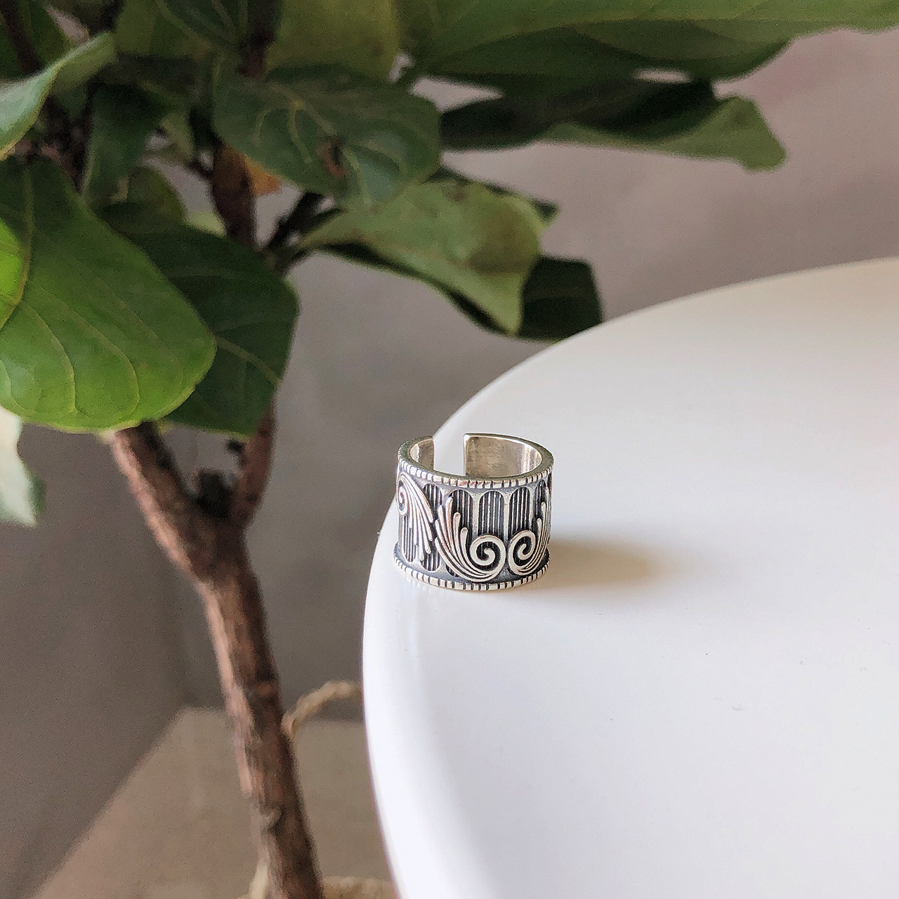 Fashion Personality Vintage Angel Wings Ring New Domineering Thai Silver Men's Open Ring