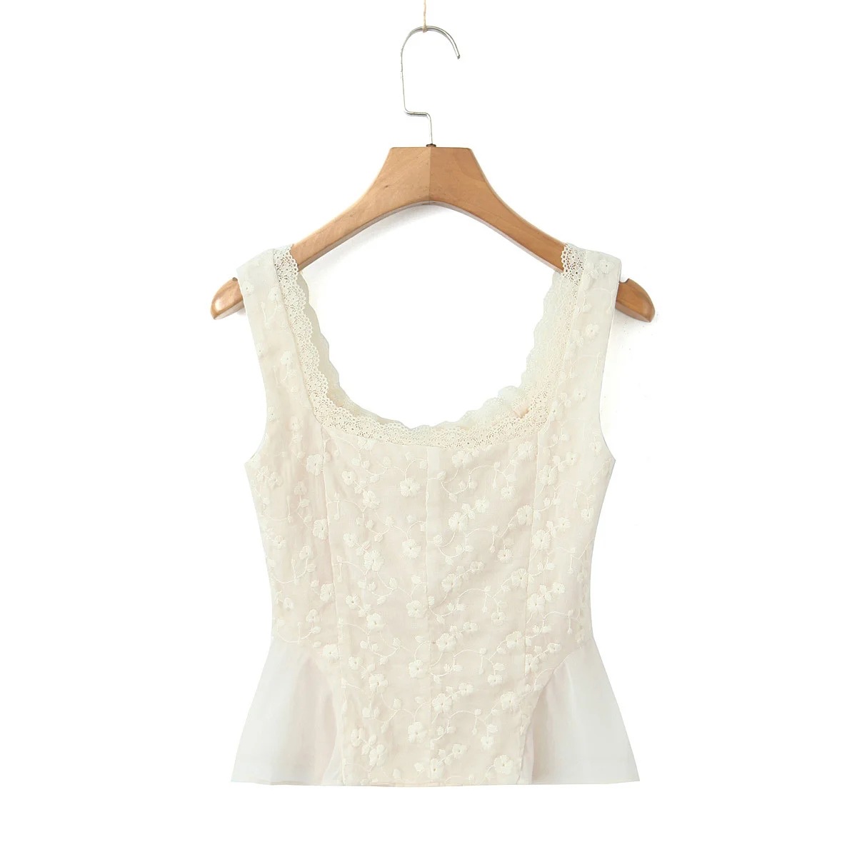 High Waist Embroidery Stitching Fishtail Dress Suit