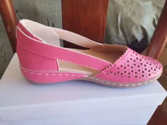 Round Toe Wedge Cross-border Large Size Flat Bottom Women's Sandals - Pink - View 1
