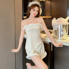 Women's Thick Flannel Pyjamas Luxury French Style - B78502 Camisole Set - View 1