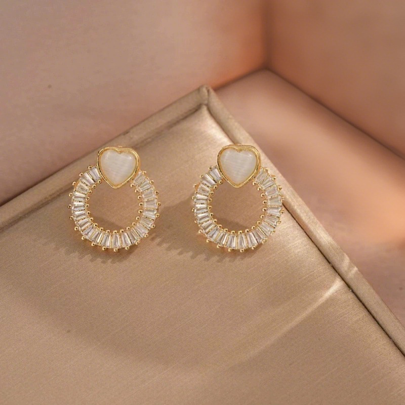 Opal Love Heart Earrings Female Special-interest Design