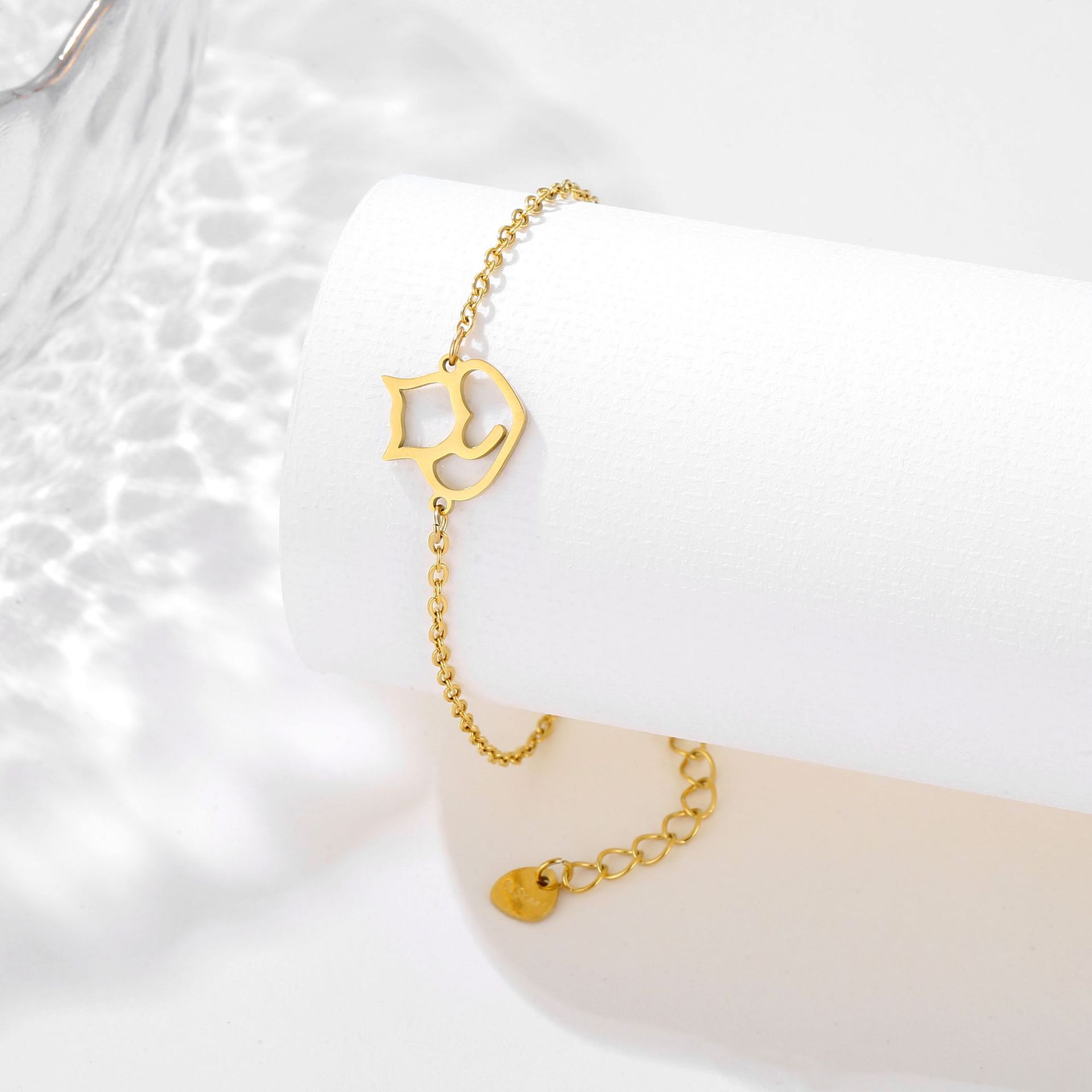 Stainless Steel Kitten Bracelet Female Hollow Cat Cross Chain Fashion Steel Ornaments Bracelet